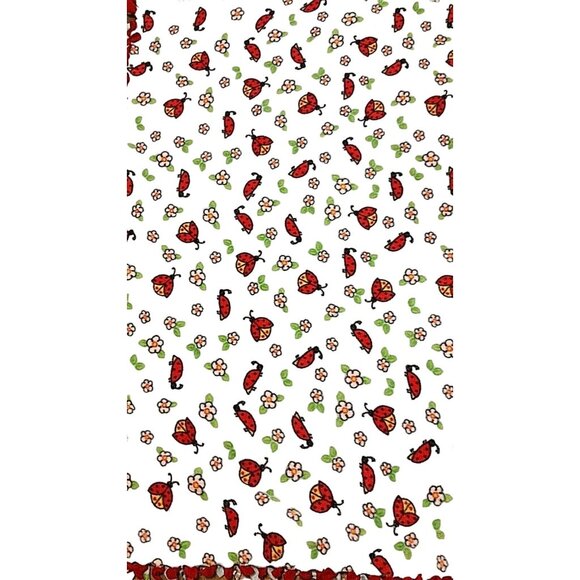 Lap Throw Blanket Handmade Fleece Tied Fringe Double Layer 30 x 56 Ladybug - Picture 5 of 6